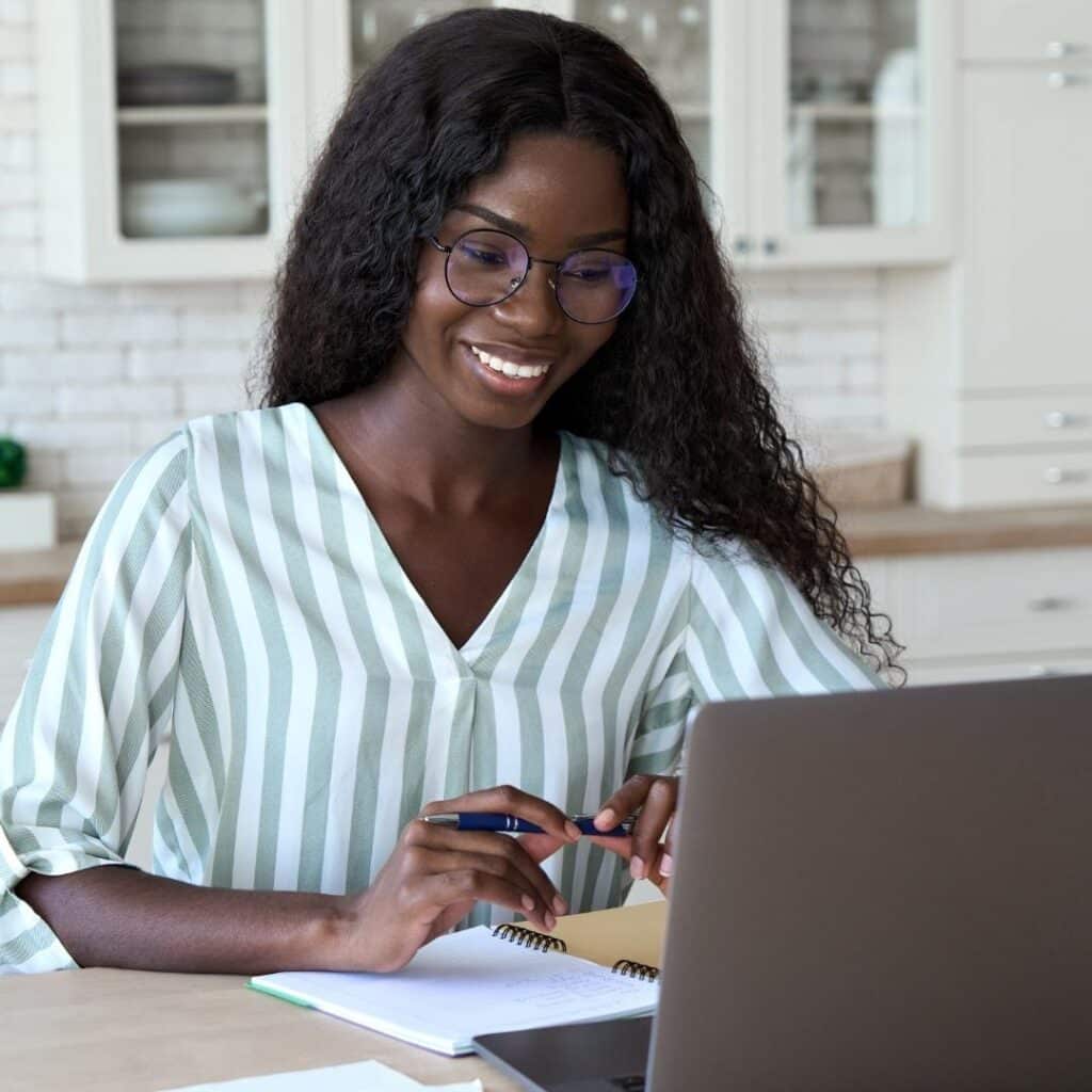 A woman on a laptop