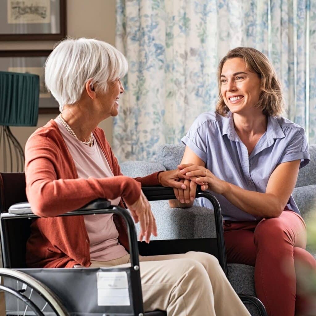 Two women chatting